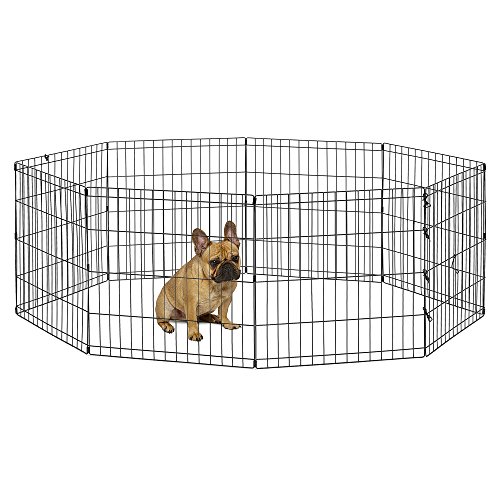 24' New World Foldable Black Metal Dog Exercise Pen No Door