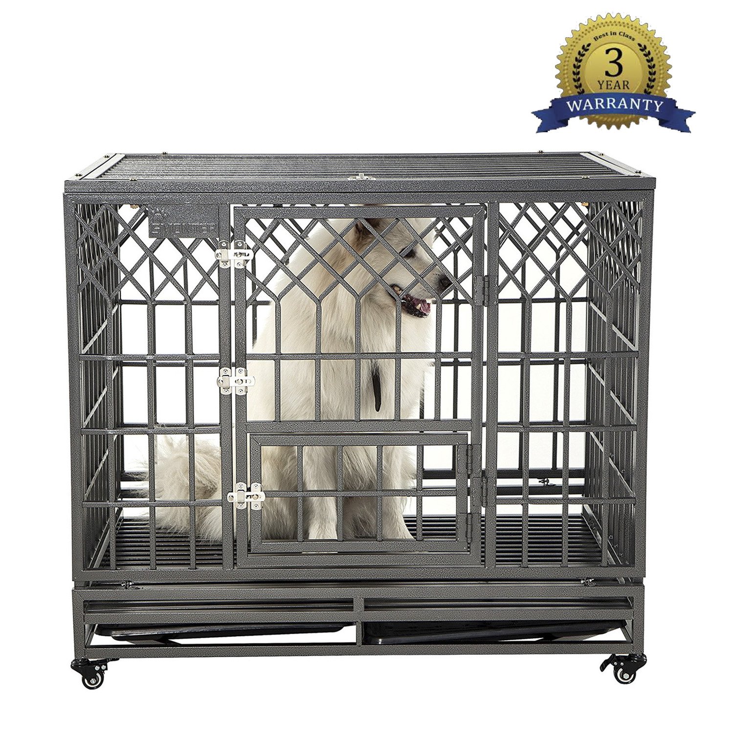 SMONTER Heavy Duty Dog Crate Strong Metal Pet Kennel Playpen