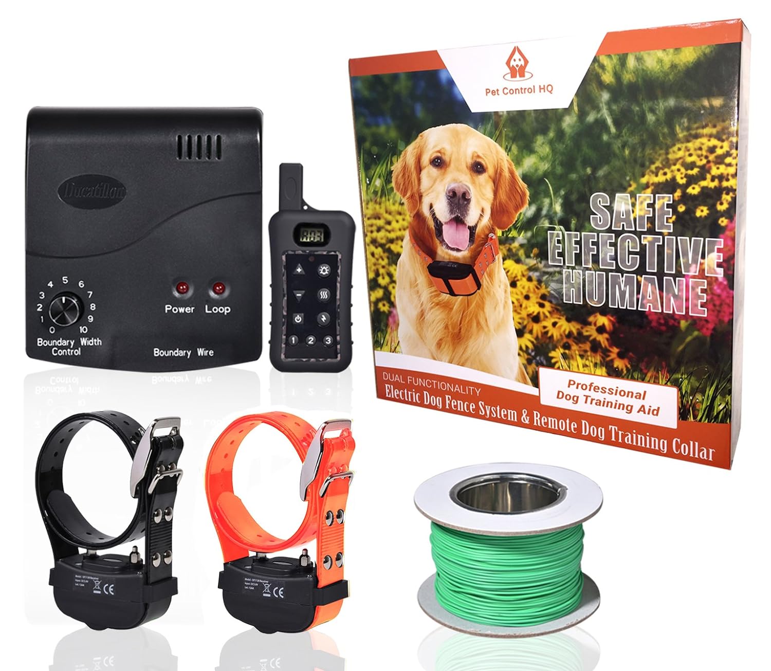 PetControlHQ Wireless Combo Electric Dog Fence System with Remote Control